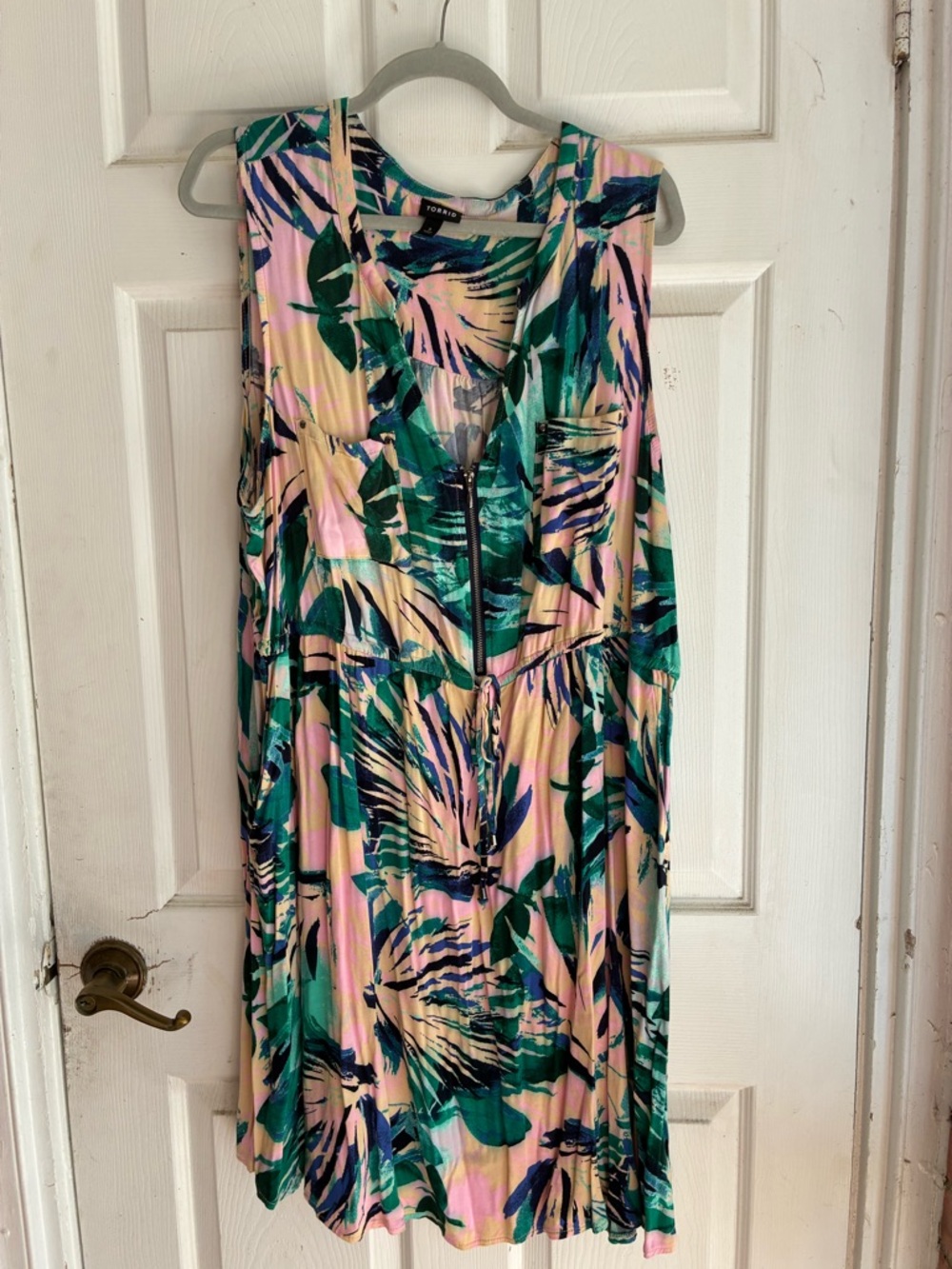 torrid Pastel Tropical Zip-Front Mini Dress - Pink, Green, Yellow